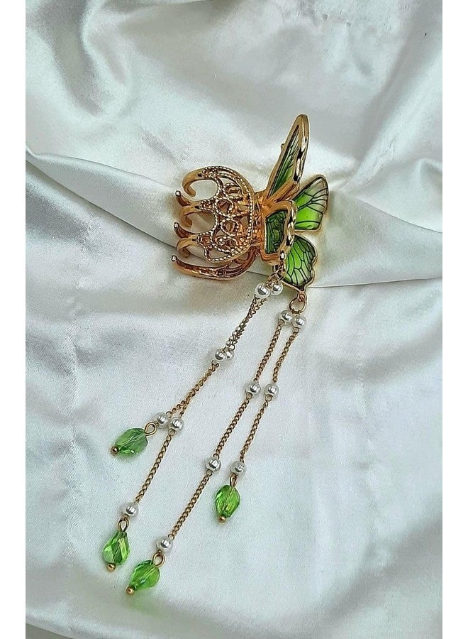 Plenteous 3D Glass Butterfly Claw with Tassel Hair Clip for Women Fancy Hair Accessories For Women Wedding Prom Stone Claw Clip Butterfly Hair Clip Accessories For Girls (Pack of 1) - Image 4