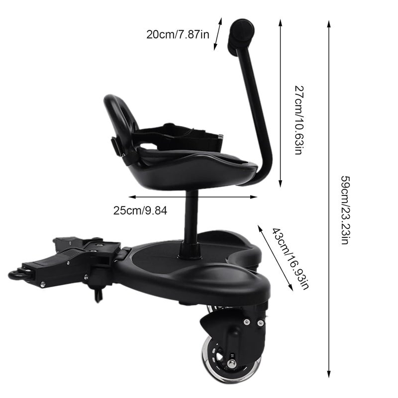 YIYIBYUS لوحة عربة أطفال عالمية مع مقعد saddle ومنصة وقوف بتصميم قابل للتعديل عربة أطفال للجلوس والوقوف لوحة أطفال لموديلات مختلفة من العربات تحمل الأطفال حتى 55 رطلاً من 2 إلى 6 سنوات - Image 2