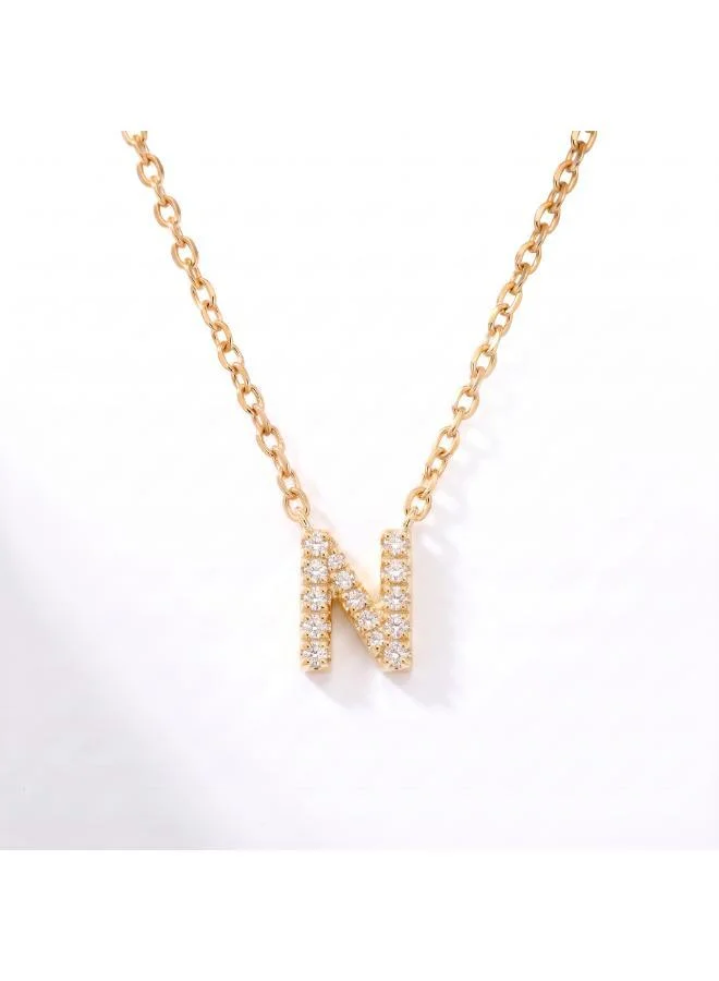 روفو Letter N  Initial Pendant Necklace 18k Gold Plated