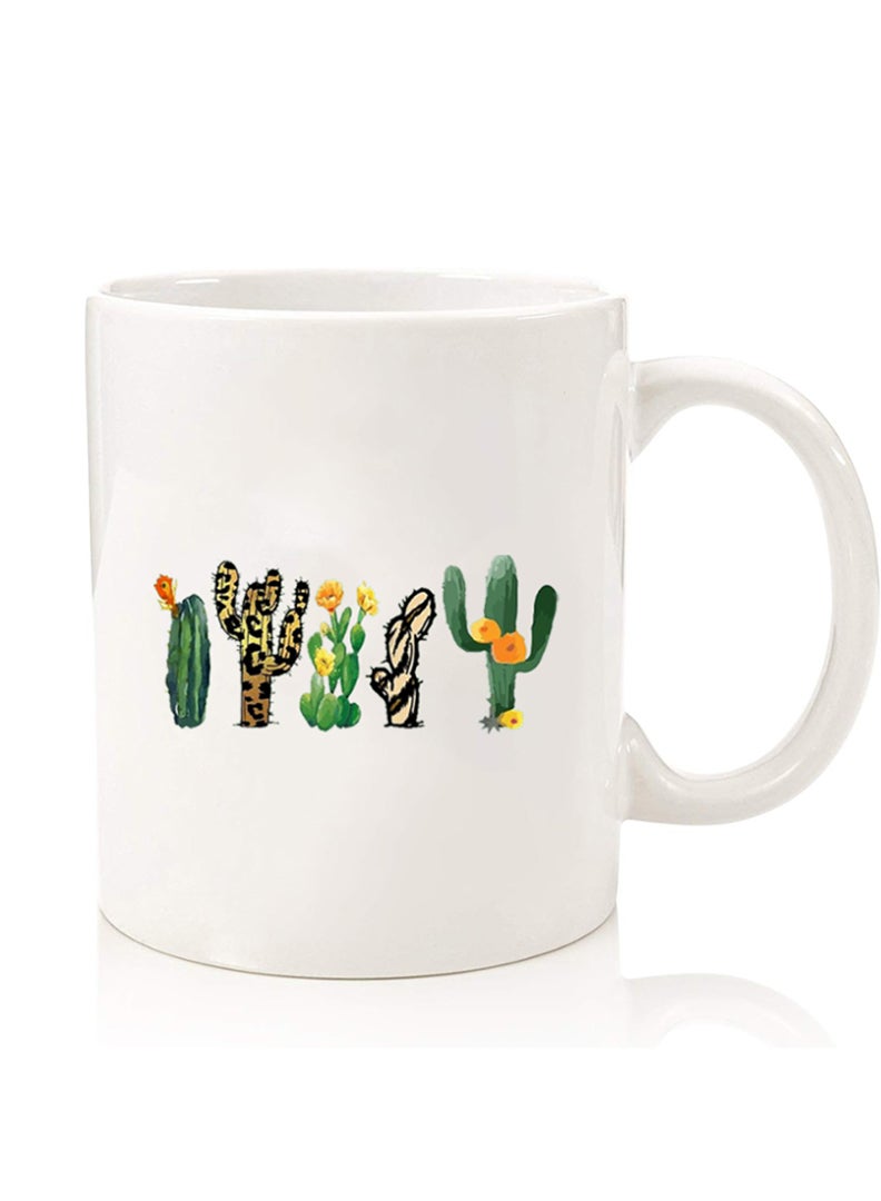 Theodor Premium Quality Two Sided Printed Coffee Mug Tea Cup For Home Office, Kids Men Women cactus - Image 1