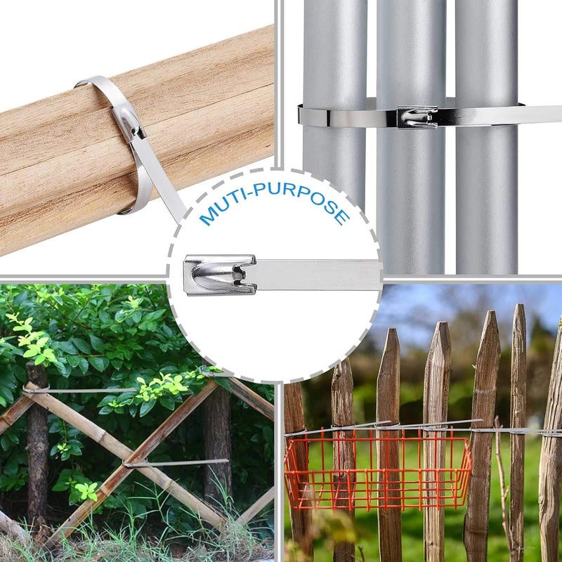 MADHYA Metal Cable Zip Ties Heavy Duty 7.8 Inch, Premium Stainless Steel Multi-purpose Self-locking Cable Ties Suitable in machinery, vehicles, farms, pipes, roofs,cables, Outdoor binding, 75 Pcs - Image 5