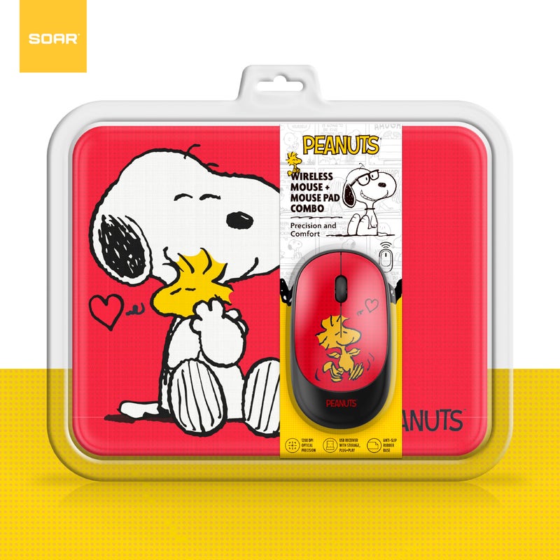 SOAR Peanuts Mouse & Mouse Pad Combo Red- Hug - Image 2