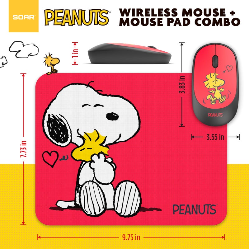 SOAR Peanuts Mouse & Mouse Pad Combo Red- Hug - Image 3