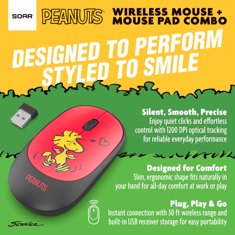 SOAR Peanuts Mouse & Mouse Pad Combo Red- Hug - Image 4