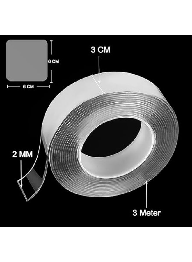 erorex Nano Tape Double Sided Heavy Duty (3 Meter), Carpet Tape, Multipurpose Mounting Tape, Strong Sticky Adhesive Tape, Removable Transparent Wall Hanging Tape - Image 3