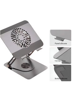VENDIX Adjustable Laptop Cooling Stand with Fan, 360° Rotating, Ergonomic Foldable Riser Holder, Compatible MacBook Pro, All Laptops 10-17"  - Image 4
