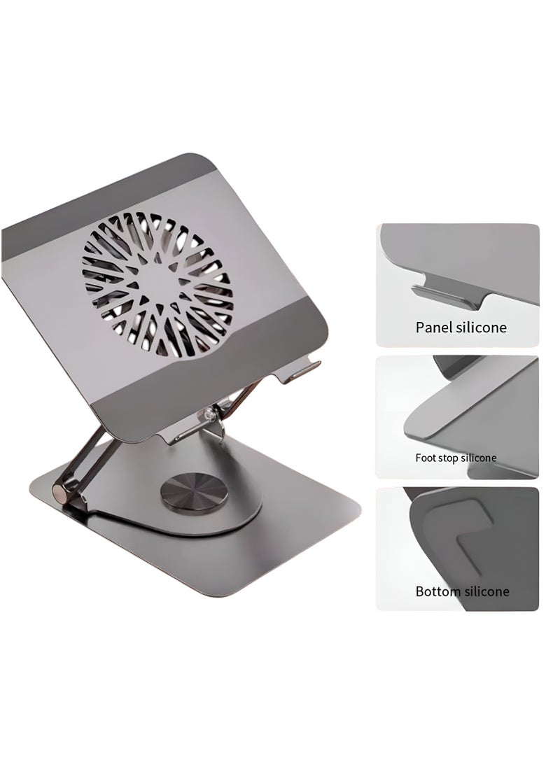 VENDIX - Adjustable Laptop Cooling Stand with Fan, 360° Rotating, Ergonomic Foldable Riser Holder, Compatible MacBook Pro, All Laptops 10-17" - Image 1