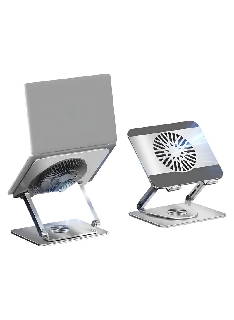 VENDIX - Adjustable Laptop Cooling Stand with Fan, 360° Rotating, Ergonomic Foldable Riser Holder, Compatible MacBook Pro, All Laptops 10-17" - Image 1