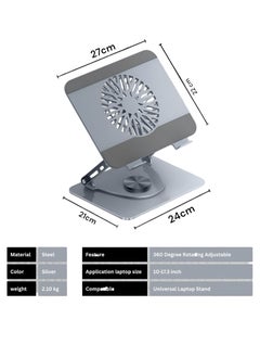 VENDIX Adjustable Laptop Cooling Stand with Fan, 360° Rotating, Ergonomic Foldable Riser Holder, Compatible MacBook Pro, All Laptops 10-17"  - Image 2