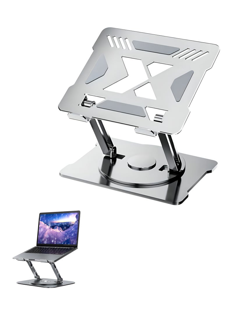 باس تيك حامل تبريد كمبيوتر محمول قابل للتعديل مع مروحة، يدور 360 درجة، حامل قابل للطي مريح، متوافق مع ماك بوك برو، جميع أجهزة الكمبيوتر المحمولة من 10 إلى 17 بوصة - Image 1