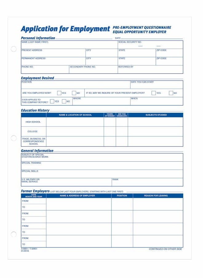ADAMS Applications for Employment, 8.5 x 11 Inch, 3-Hole Punched, 50-Sheets/Pack, 2-Pack, White (9661) - Image 2