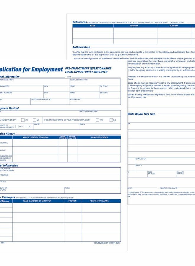 ADAMS Applications for Employment, 8.5 x 11 Inch, 3-Hole Punched, 50-Sheets/Pack, 2-Pack, White (9661) - Image 4