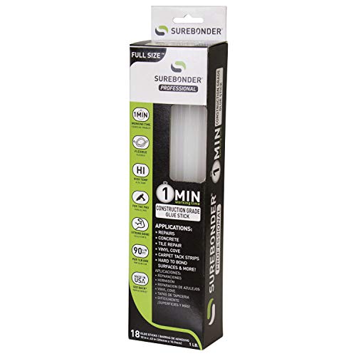 Surebonder Construction Professional Grade Adhesive Hot Melt Glue Sticks - Full Size 10" L, 0.43" D - 1 Minute Working Time, for Home Repairs & Strong Bonds, (CG-1R10T) - Image 1