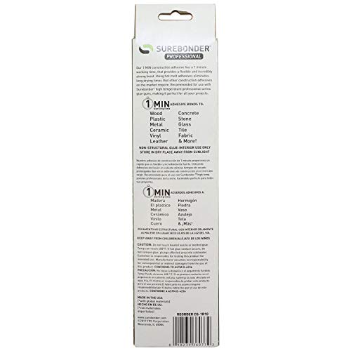 Surebonder Construction Professional Grade Adhesive Hot Melt Glue Sticks - Full Size 10" L, 0.43" D - 1 Minute Working Time, for Home Repairs & Strong Bonds, (CG-1R10T) - Image 3