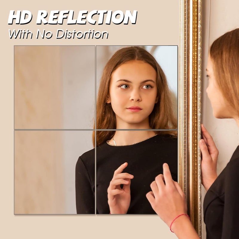 VASUHOME Glass Full Length Wall Mirror Tiles - [12 x12 Inch - 12PCS] HD Gym Mirrors for Home Gym, Full Body Long Mirror for Bedroom, Living Room, Door, Closet - Image 4