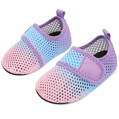 JIASUQI Babys Water Shoes for Girls and Boys Water Shoes for Outdoor Swimming River Pink Blue 6-12 Months - Image 1