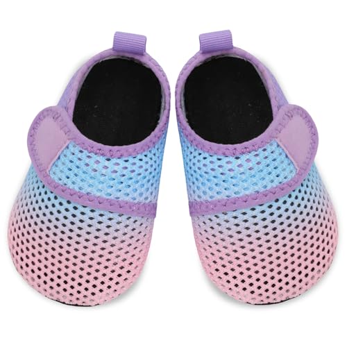JIASUQI Babys Water Shoes for Girls and Boys Water Shoes for Outdoor Swimming River Pink Blue 6-12 Months - Image 4