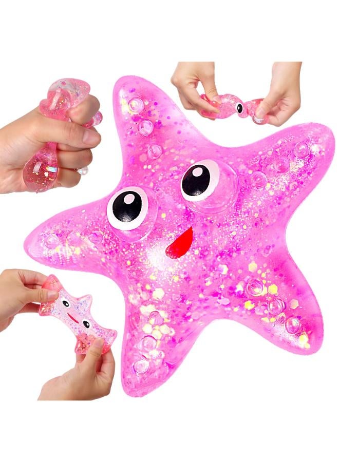 كرات الضغط على شكل نجم البحر ألعاب إسفنجية للبالغين والأطفال، ألعاب حسية على شكل كرة سكر على شكل نجم البحر، ألعاب تململ على شكل كرة إسفنجية لتخفيف القلق، لعبة نجم البحر الإسفنجية بطيئة الارتفاع للأولاد والبنات (وردي)