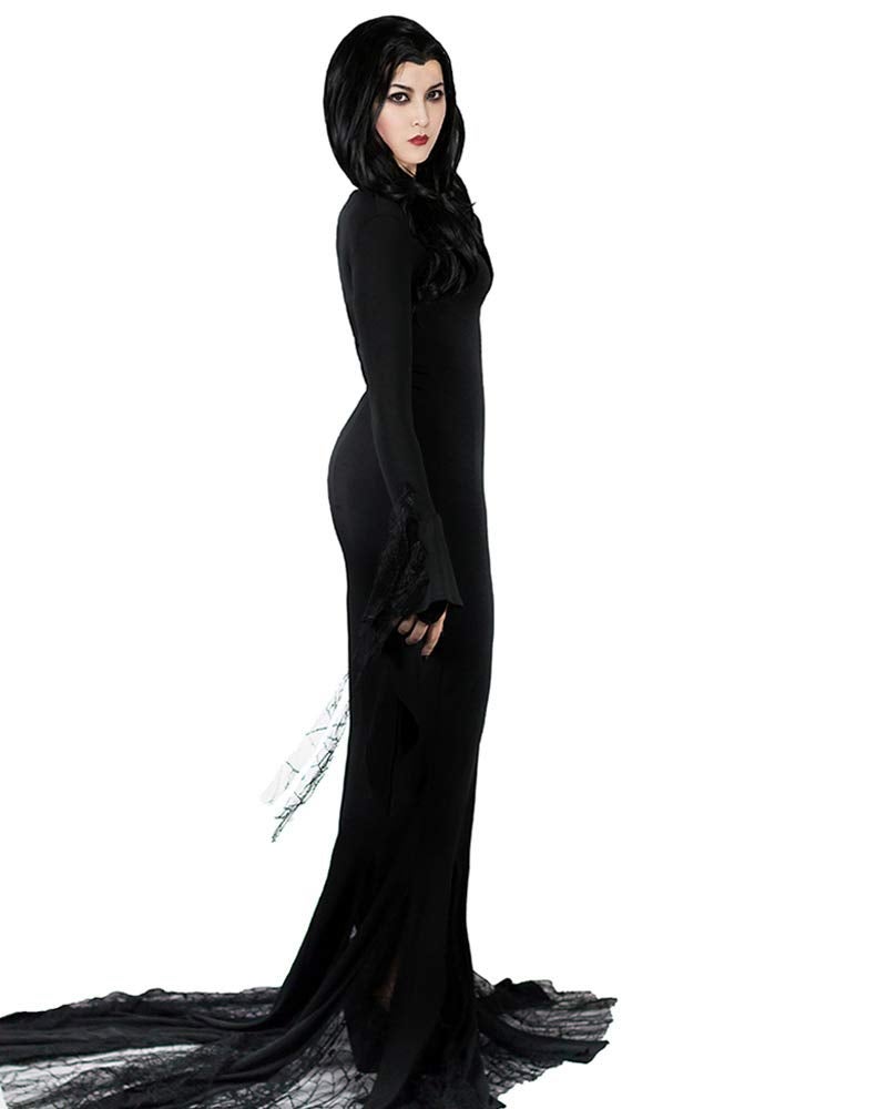 Cosplay.fm Women's Vintage Gothic Long Dress Witch Style Black Dress Halloween Cosplay Costume Dress (S, Black) - Image 2