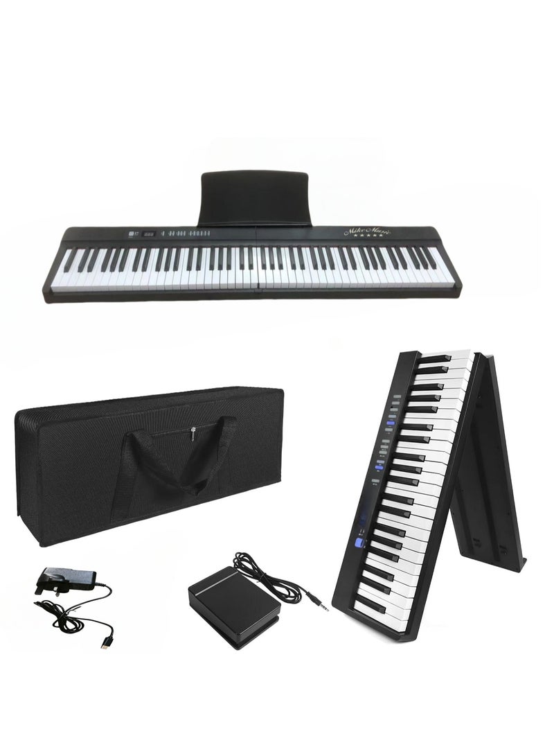Mike Music 88-Key Foldable Digital Piano with Bag, Bluetooth, MIDI, 128 Tones & Rhythms - Mike Music  - Image 1
