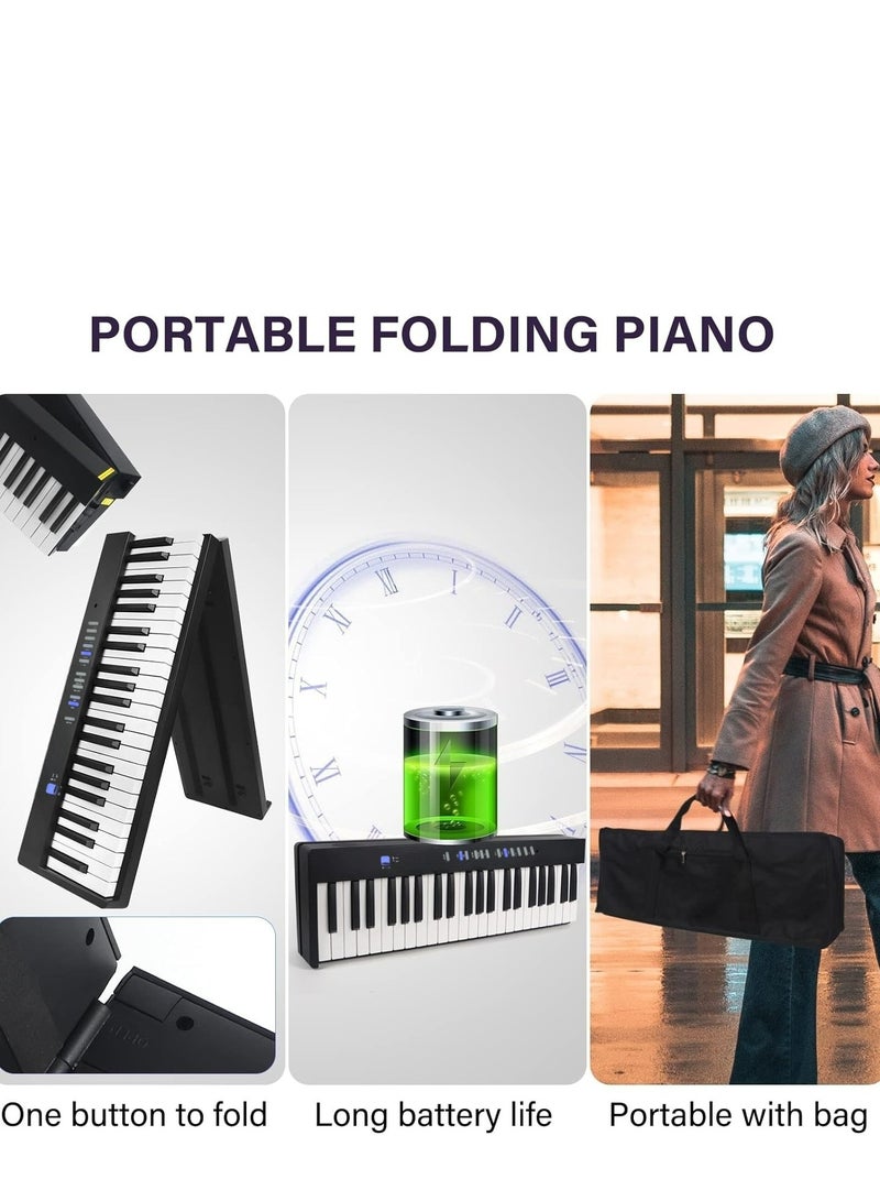 Mike Music 88-Key Foldable Digital Piano with Bag, Bluetooth, MIDI, 128 Tones & Rhythms - Mike Music  - Image 5