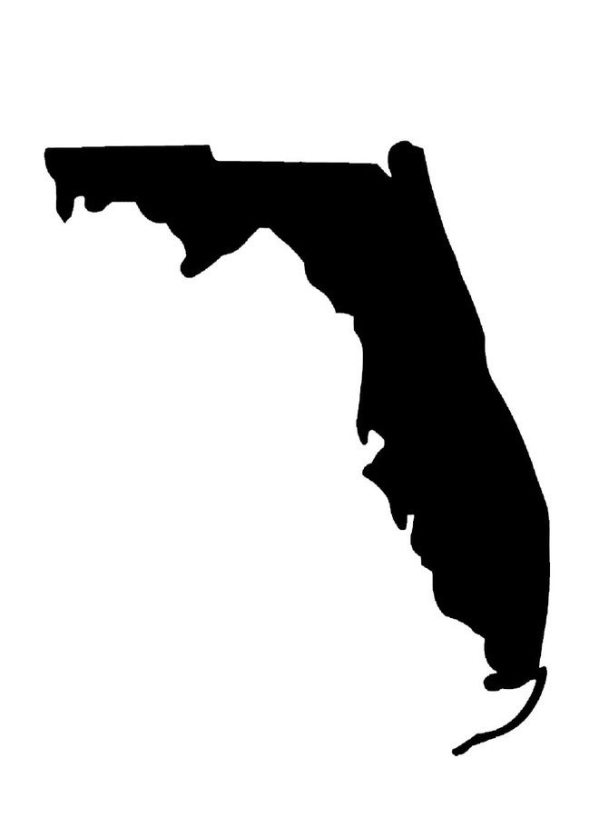Florida State Silhouette 6" Vinyl Sticker Car Decal (6" Black)