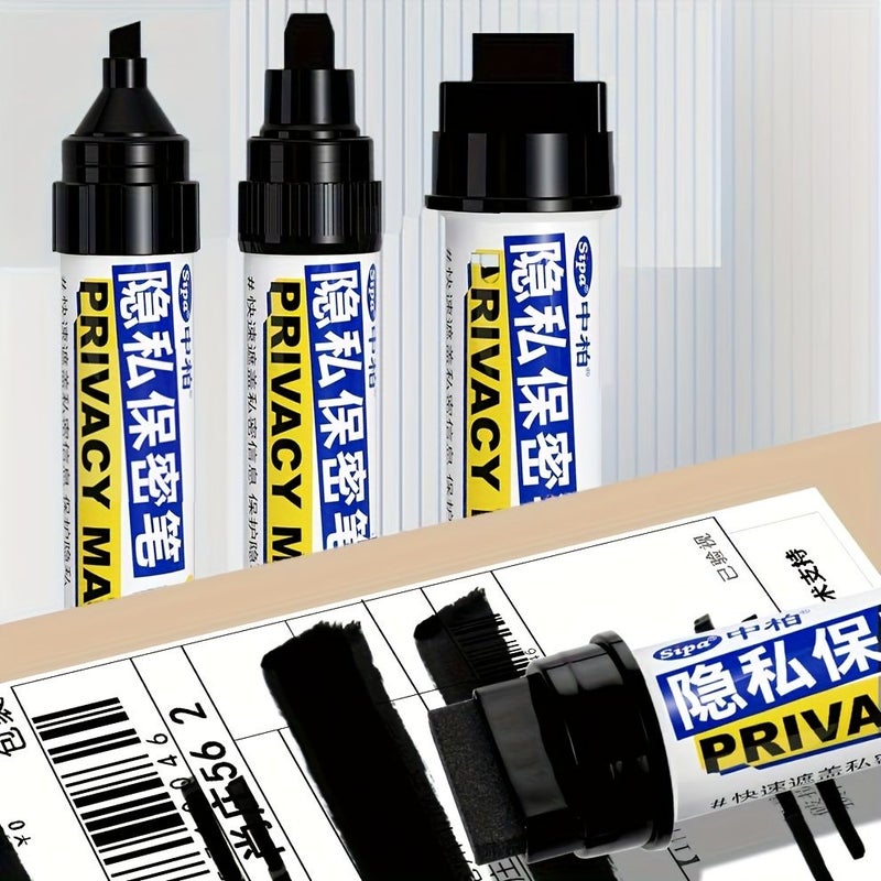 Permanent Marker 6mm Bevel Head Black Flat Tip For Privacy Protection - Image 1