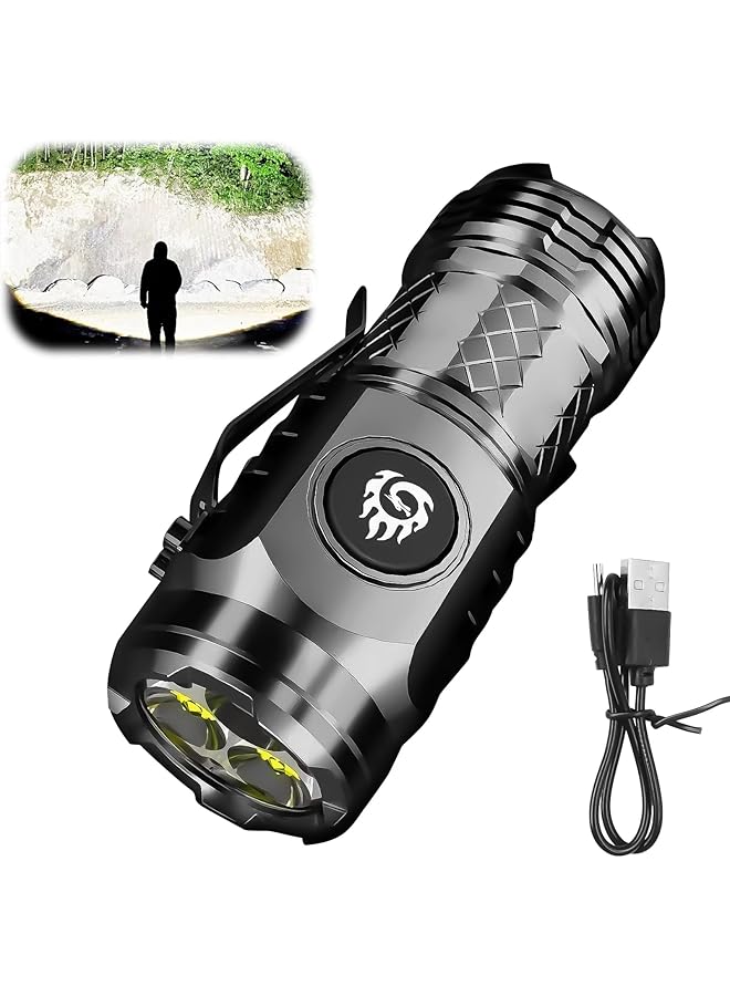 OneNine Rechargeable Three Eyed Monster Mini Flashlight Portable LED Waterproof Powerful Tactical Light for Indoor Outdoor Camping Emergency - Image 1