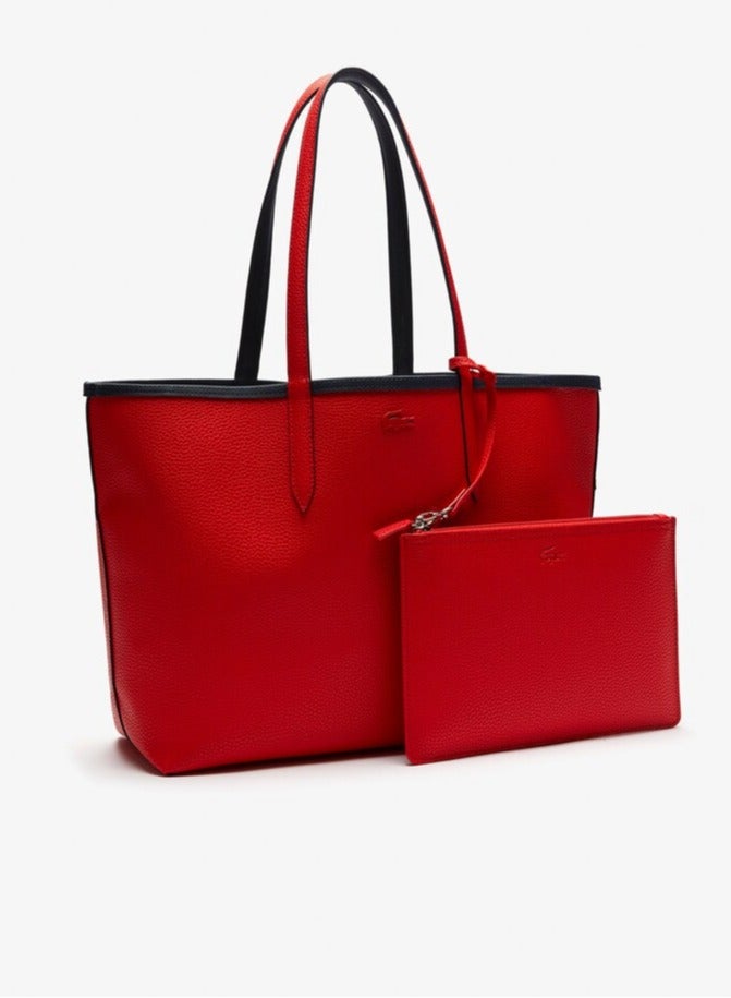 LACOSTE Women's Anna Double sided Two tone Large Capacity Handbag, Fashionable and Versatile, Black/Red - Image 4