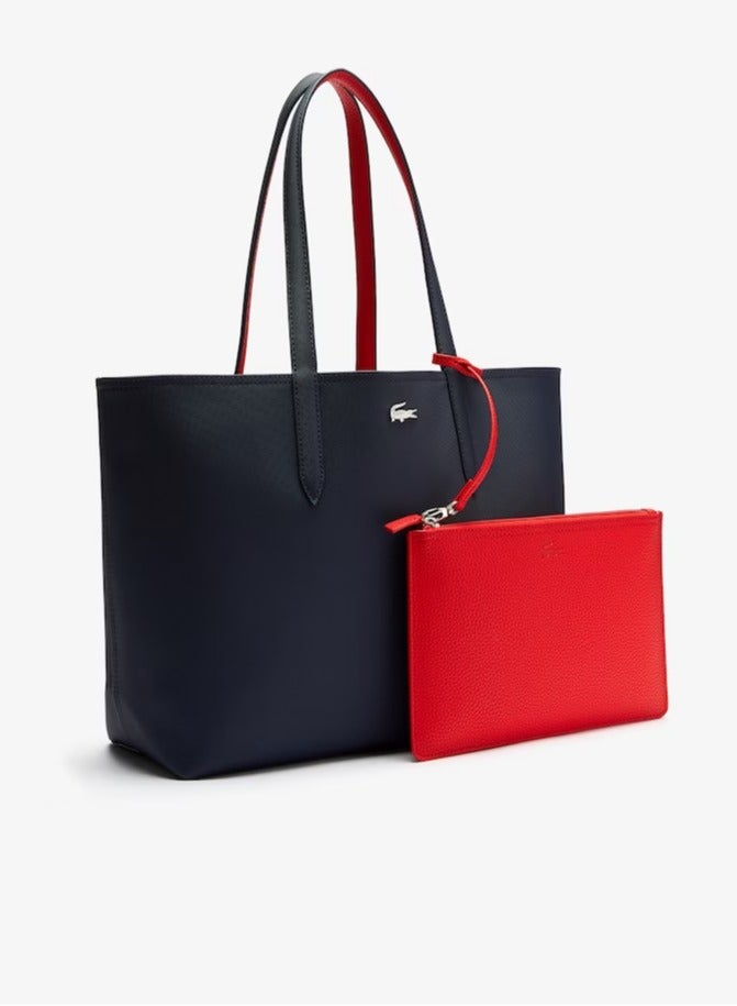 LACOSTE Women's Anna Double sided Two tone Large Capacity Handbag, Fashionable and Versatile, Black/Red - Image 1