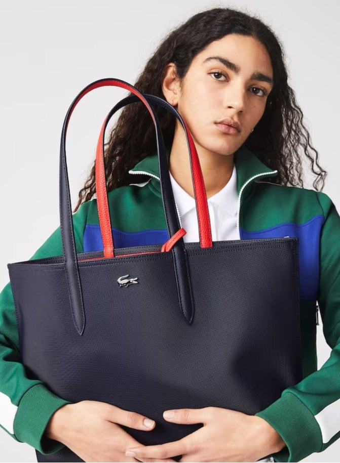 LACOSTE Women's Anna Double sided Two tone Large Capacity Handbag, Fashionable and Versatile, Black/Red - Image 5