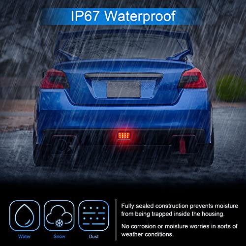 SHINEFIT LED F1 Style Rear Fog Light Compatible with WRX STi 2011-2021 / Impreza 2011-2016 / XV Crosstrek 2013-2017, Strobe Flashing Brake Light Smoked Lens - Image 4