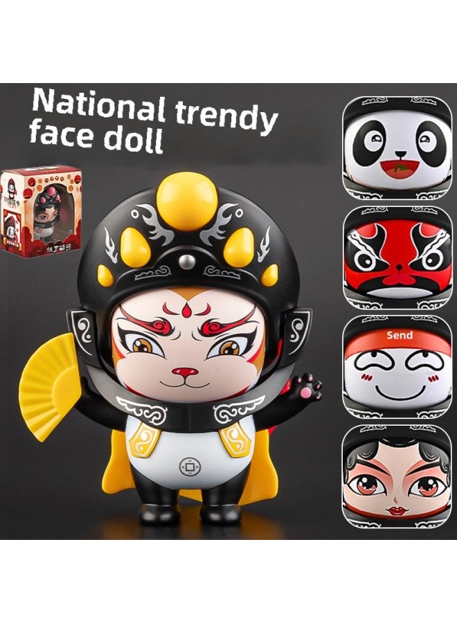 Mask Sichuan Opera Doll National Quintessence Doll Children's Toy Sichuan Features National Tide Panda Face-changing Internet Celebre Doll Decompression-Color:[exquisite Gift Box]❤️Sichuan Drama Panda [yellow] Variable 5 Faces  - Image 1