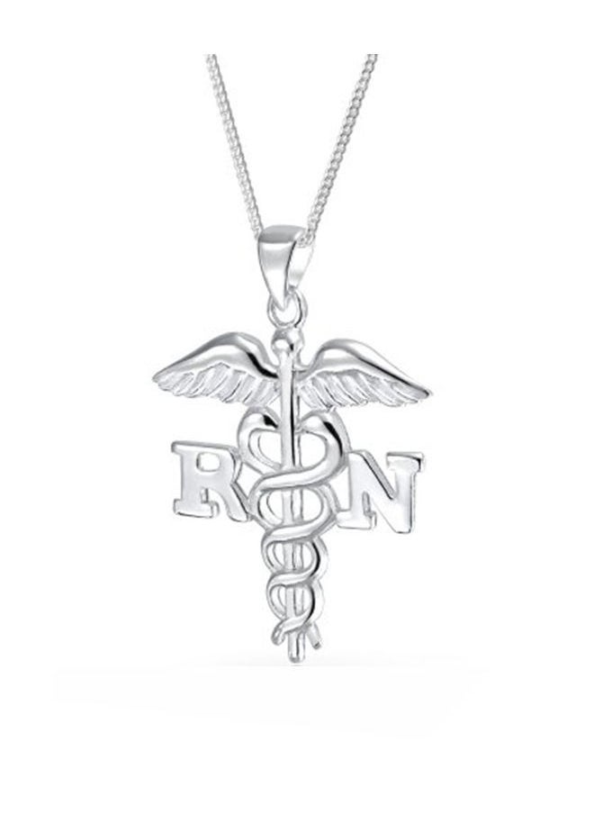 NIBEMINENT 925 Sterling Silver Nurse Caduceus Pendant Necklace  - Image 1