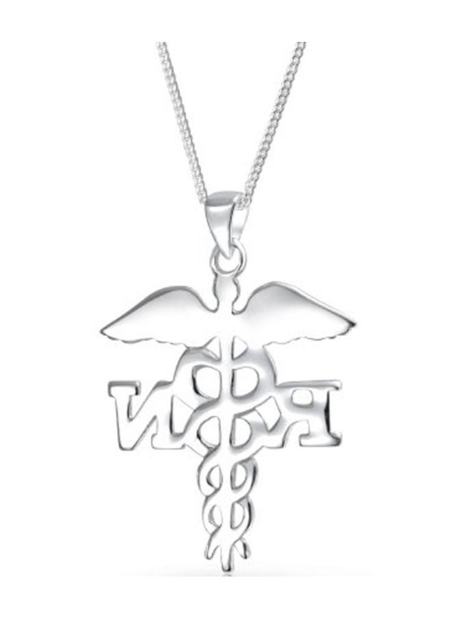 NIBEMINENT 925 Sterling Silver Nurse Caduceus Pendant Necklace  - Image 2