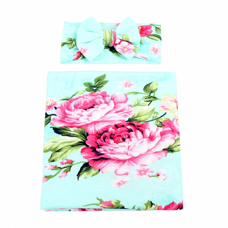 Galabloomer Receiving Blanket Headband Set Flower Print Baby Swaddle Blankets - Image 5