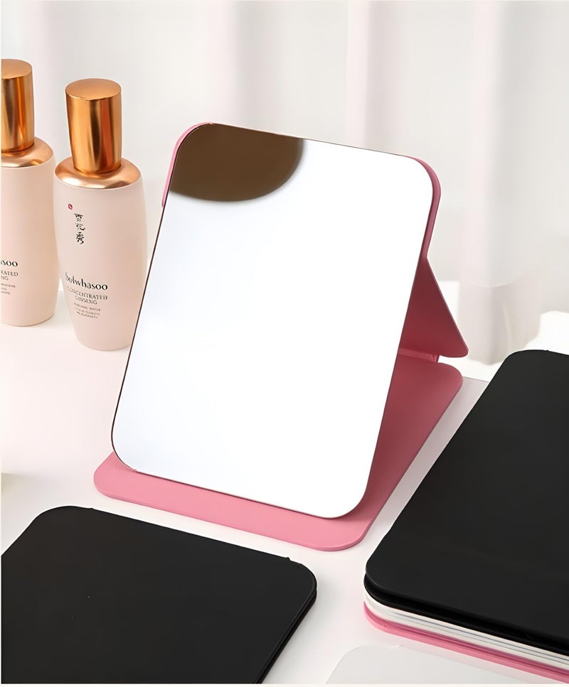 VELINEX Portable Folding Makeup Mirror (Pink) – Adjustable Angle Compact Vanity Mirror | Travel-Friendly Single-Sided Desktop Mirror for Bathroom, Dressing Table & Makeup Use - Image 3