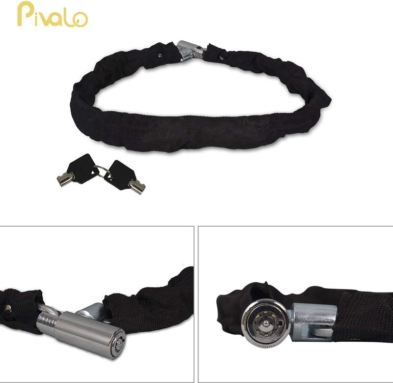 Pivalo قفل أمان من الفولاذ المقاوم للصدأ متعدد الاستخدامات Pivalo PCQ8172 مع 2 مفتاح للدراجة، الخوذة، الأمتعة، والدراجة النارية (أسود، 80 سم) - Image 3