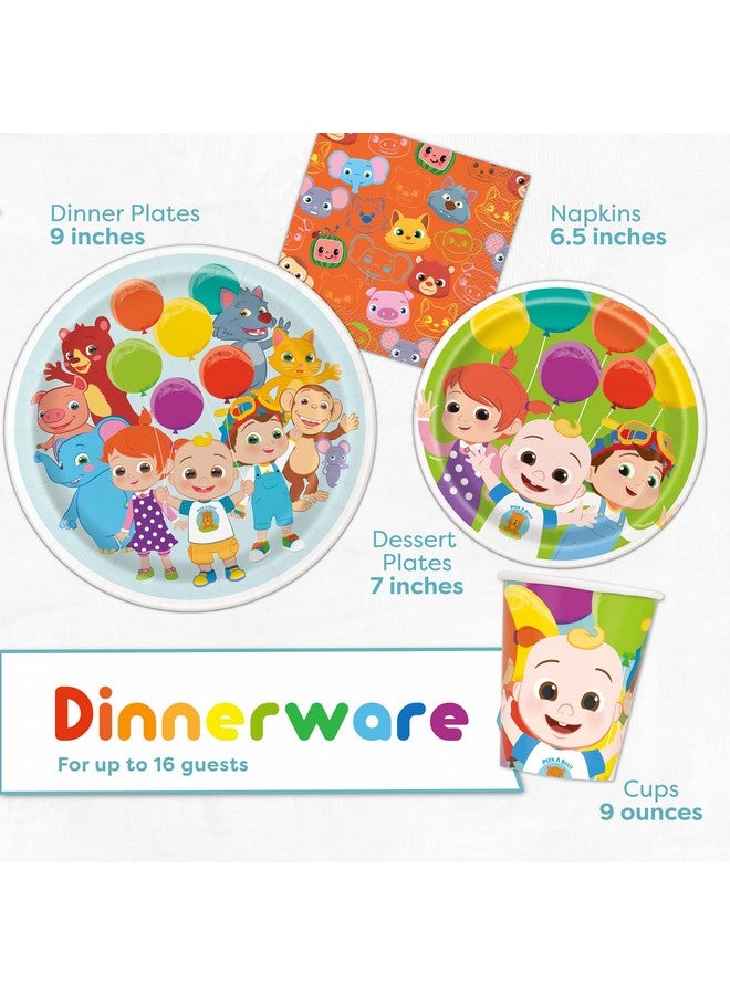 Unique Cocomelon Party Supplies Set | Cocomelon Birthday Party Supplies and Decorations | Serves 16 Guests | With Banner, Table Cover, Plates, Napkins, Cups and Sticker  - Image 5
