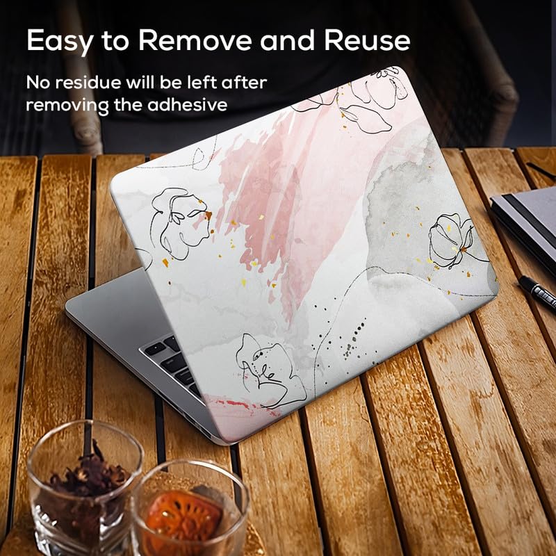 Inkykart Floral D39 Top+Wrist Pad Vinyl Laptop Skin/Sticker/Cover for 15 to 15.6 Inches Laptops Laminated-Removable-HD Quality Compatible for Hp-Dell-Sony-Lenovo-Asus etc.(15x10 Inches) - Image 4
