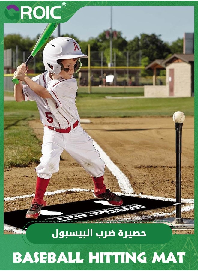 GROIC Baseball Hitting Mat with Toes Facing Place, T-Ball & Softball Batter Stance Training Mat, Baseball Hitting Batting Cage Practice Training Aid for Swing Pitching Training (60*90CM)  - Image 4