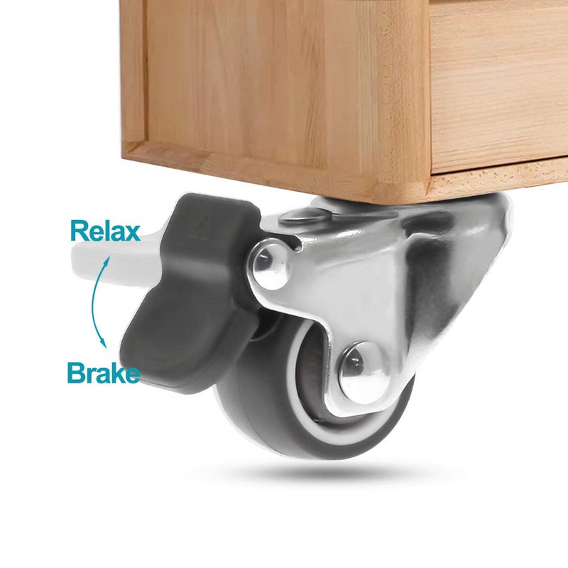 Luomorgo 4 Pack 1" Caster Wheels Rubber Swivel Heavy Duty Casters with 360 Degree Top Plate, 100 lbs Total Capacity Caster for Set of 4 (2 with Brakes & 2 without) - Image 3