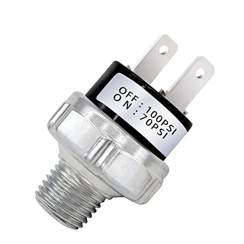 mankk Air Pressure Switch 70-100 PSI Thread 1/4" NPT 24V 12V DC Air Compressor Pressure Switch for Air Horn Train 70-100-1/4" NPT-W - Image 1