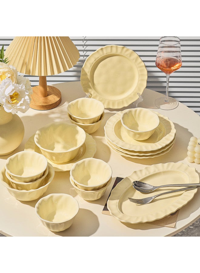 Treejack Cream Style Tableware Set Bowl And Plate Set Household Bowls New High-value Bowls And Plates Housewarming Gift Box - Image 1
