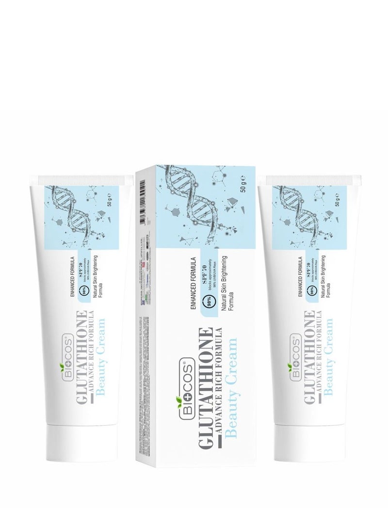 BIOCOS COSMETICS Glutathione Cream with Aloe Vera, Hyaluronic Acid & Shea Butter – Pigmentation Cream for Dark Spots, Hyperpigmentation & Radiant Glow – Moisturizer for Dry Skin – Pack of 2, 40 g - Image 1