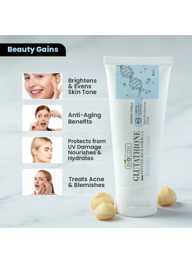 BIOCOS COSMETICS Glutathione Cream with Aloe Vera, Hyaluronic Acid & Shea Butter – Pigmentation Cream for Dark Spots, Hyperpigmentation & Radiant Glow – Moisturizer for Dry Skin – Pack of 2, 40 g - Image 2