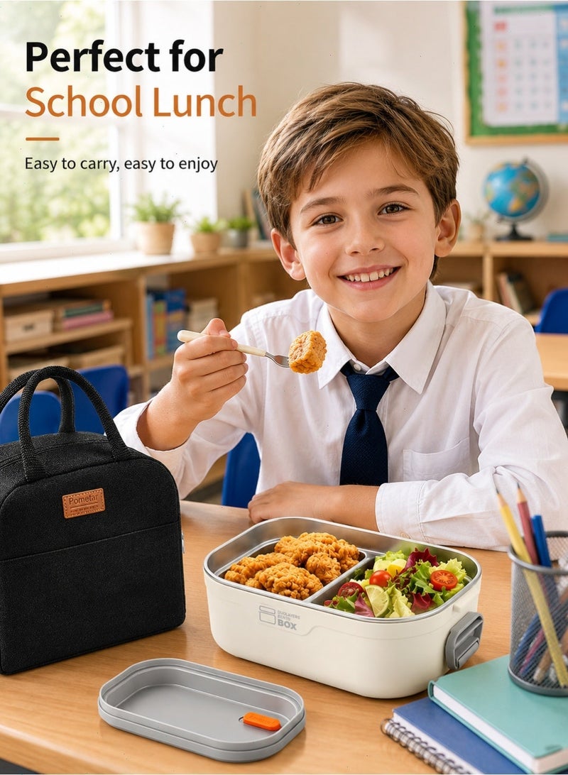 Bento Box with Insulated Lunch Bag, 2 Stackable Leak-Proof Bento Box BuiltIncludes Lunch Bag（Beige） - Image 5