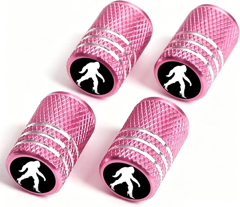 DoYoMo 4pcs Pink Valve Stem Caps High Heel Bigfoot Tire Air Caps Aluminum Car Valve Stem Cover Cover for Auto Truck Bicycle Corrosion Proof Universal Cars Accessories High Heel Bigfoot Gifts for Women Men - Image 1