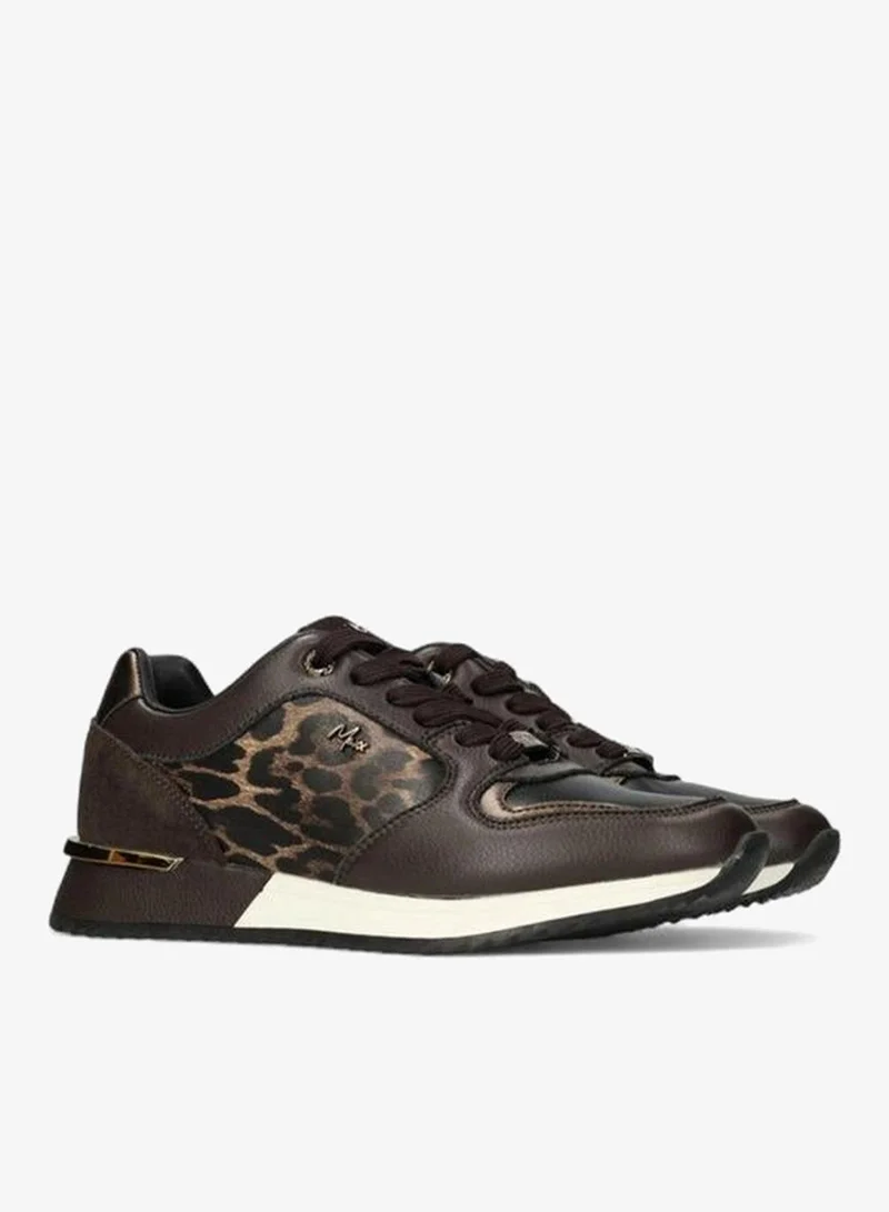 MEXX Animal Print Panelled Lace-Up Sneakers