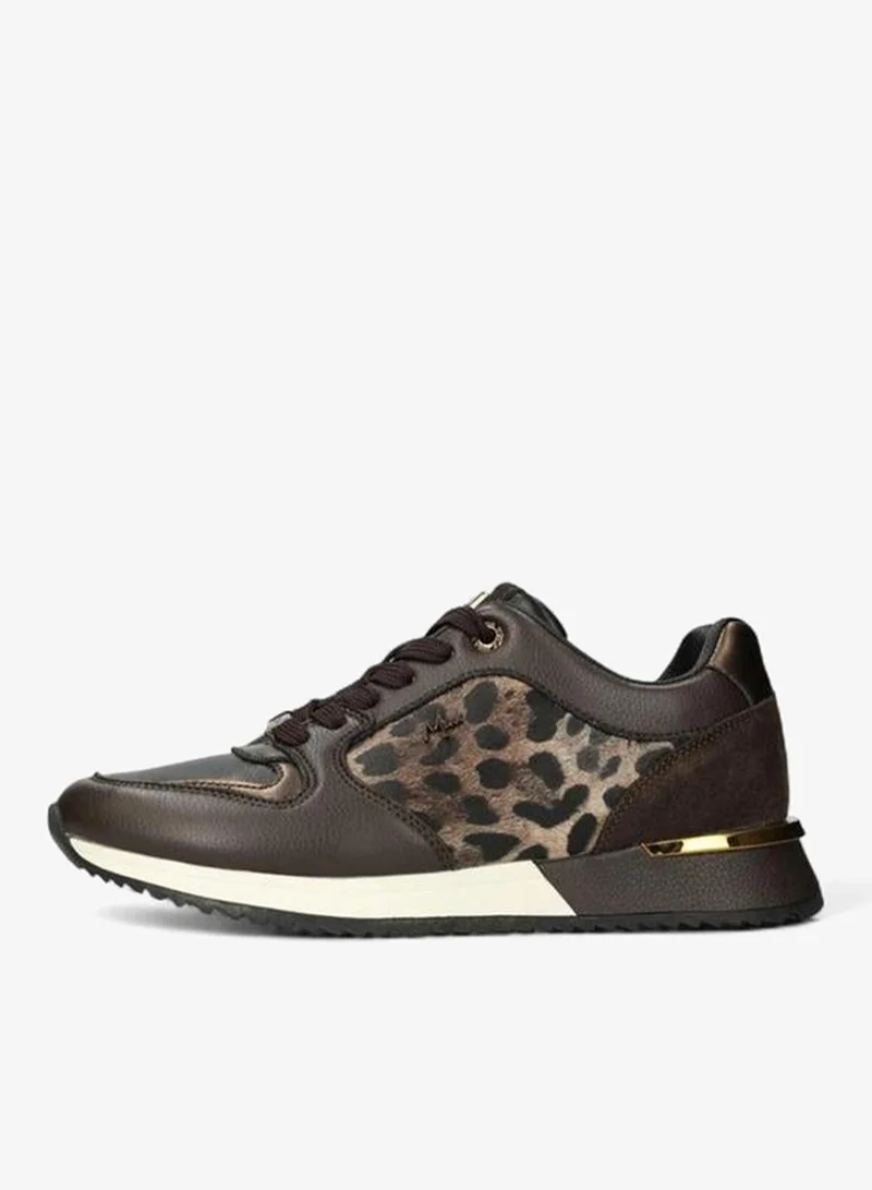 Mexx BROWN Animal Print Panelled Lace-Up Sneakers for Women | Best Price UAE